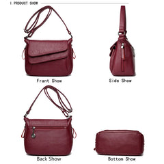 Retro Red Leather Handbag Purse Women Shoulder Messenger Bag