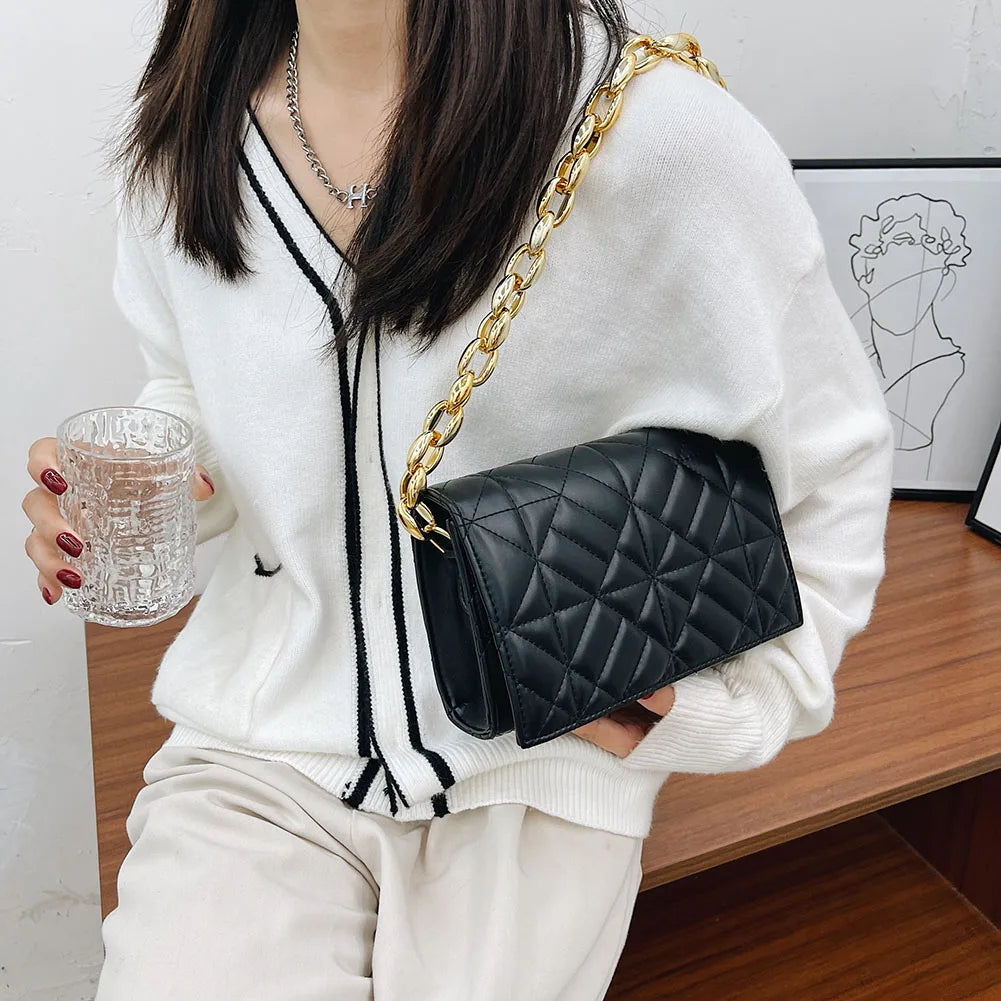 Women's PU Leather Crossbody Bag Embossing Chain Handbag