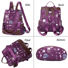 Waterproof Starry Sky Print School Backpack for Women