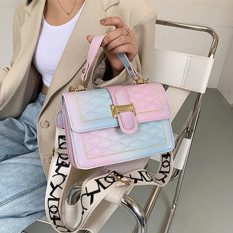 Women's Gradient Rainbow Messenger Bag Lady Totes Bag
