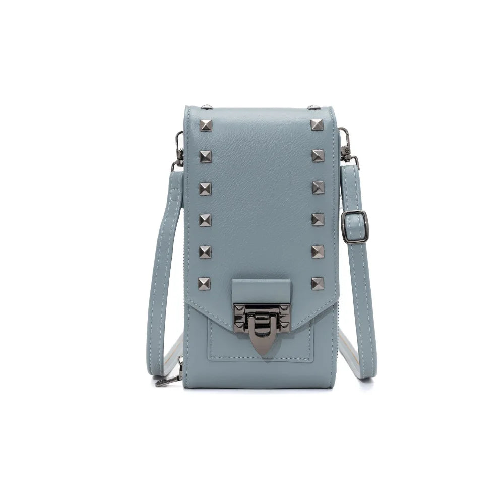 Studded Shoulder Bag Soft Leather Women Messenger Purse