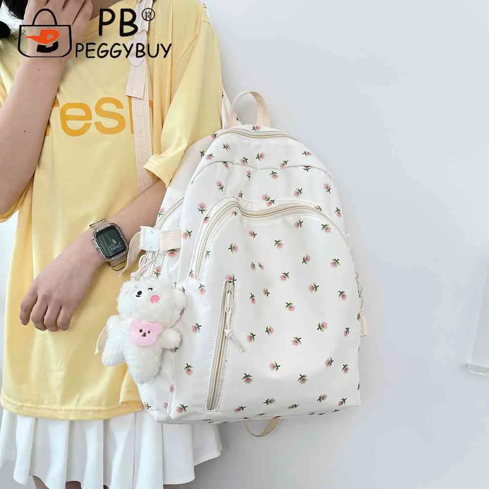 Floral Backpack College Student Large Capacity Fresh School Bag