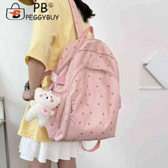 Floral Backpack College Student Large Capacity Fresh School Bag