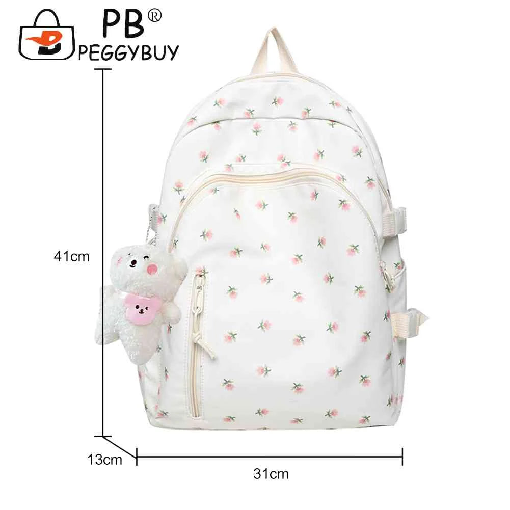 Floral Backpack College Student Large Capacity Fresh School Bag