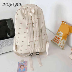Floral Backpack Nylon Female Preppy Style Large Capacity Schoolbags