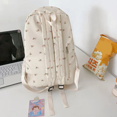 Floral Backpack Nylon Girl Bags with Pendant