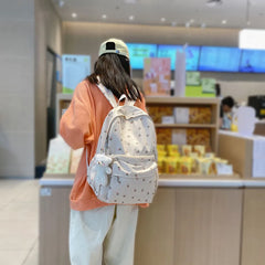 Floral Backpack Nylon Girl Bags with Pendant
