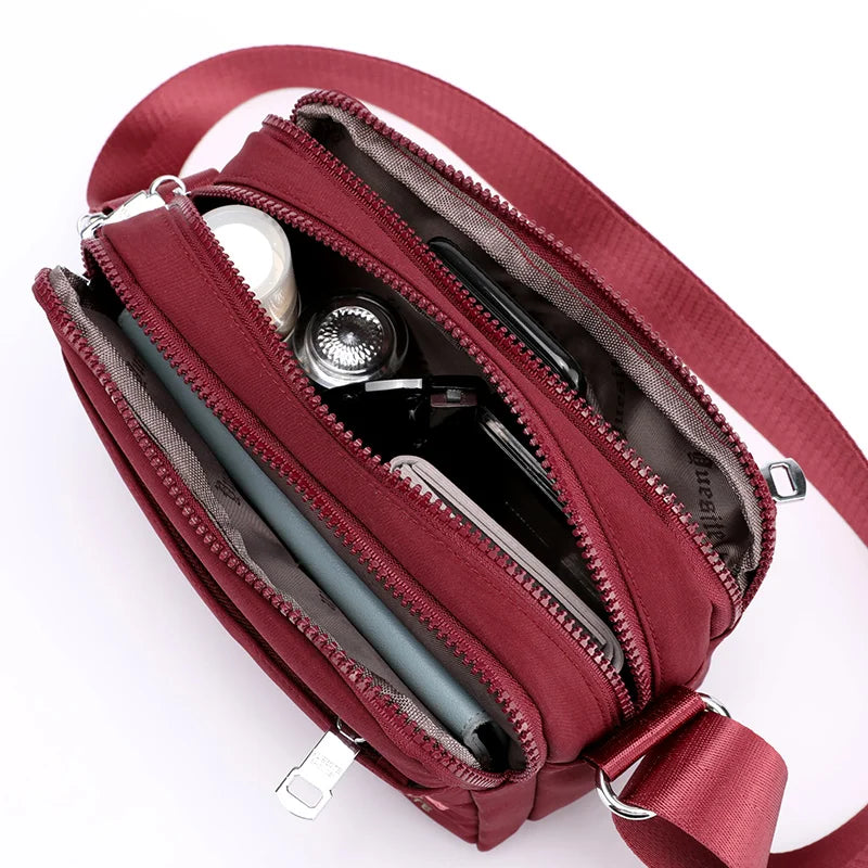 Floral Embroidery Women Messenger Bag Nylon Waterproof