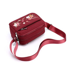 Floral Embroidery Women Messenger Bag Nylon Waterproof