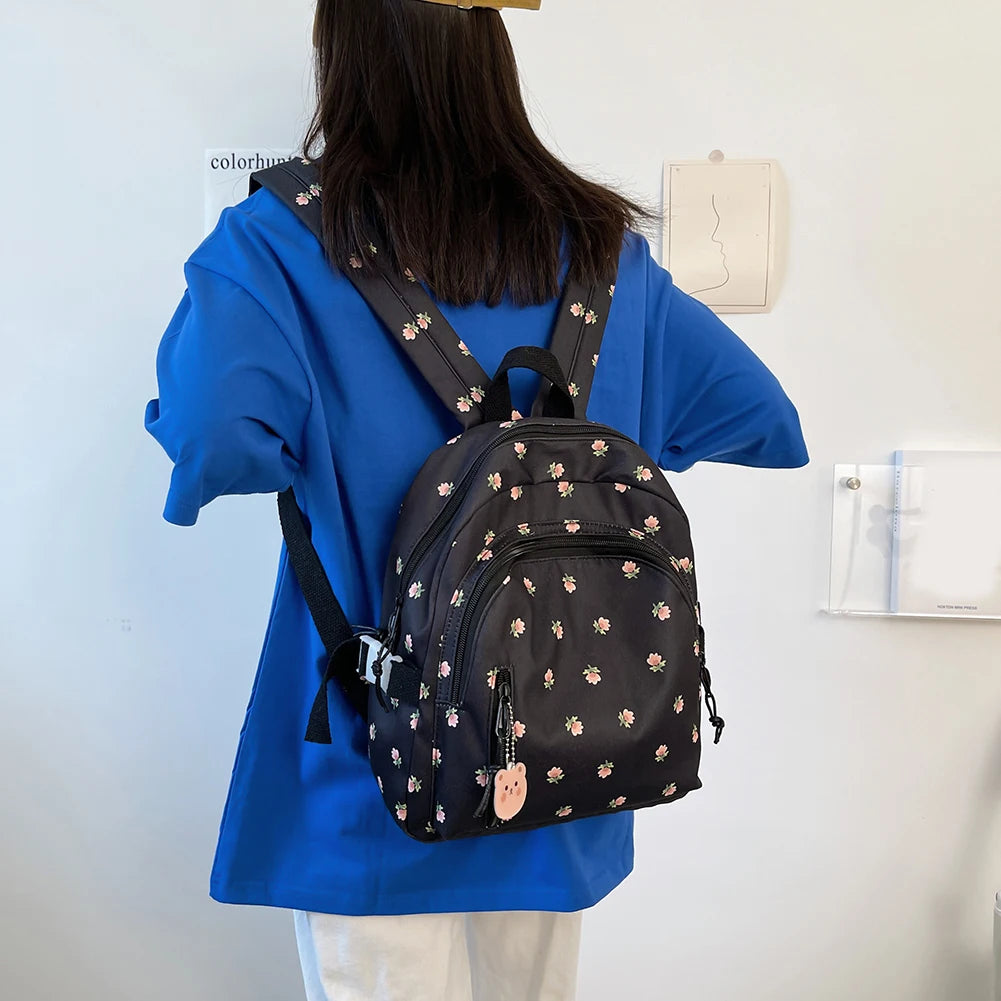 Floral Women Backpacks Mini College Student School Bags for Girl Teenager