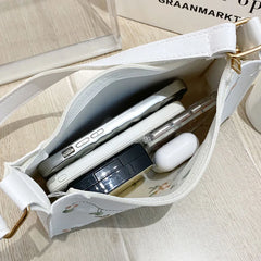Flower Embroidered Shoulder Bag Retro Casual Totes Handbag for Women