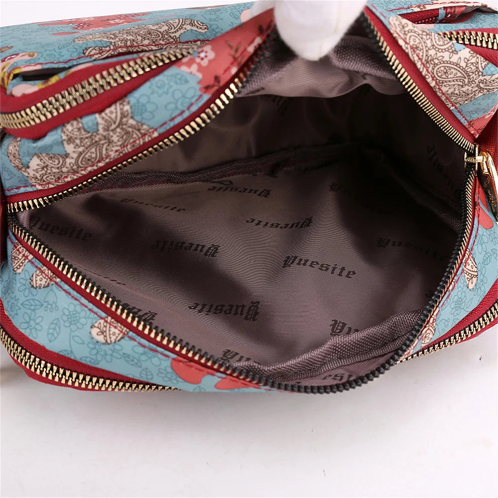 Flower Pattern Small Ladies Shoulder Bag High Nylon Women's Bag