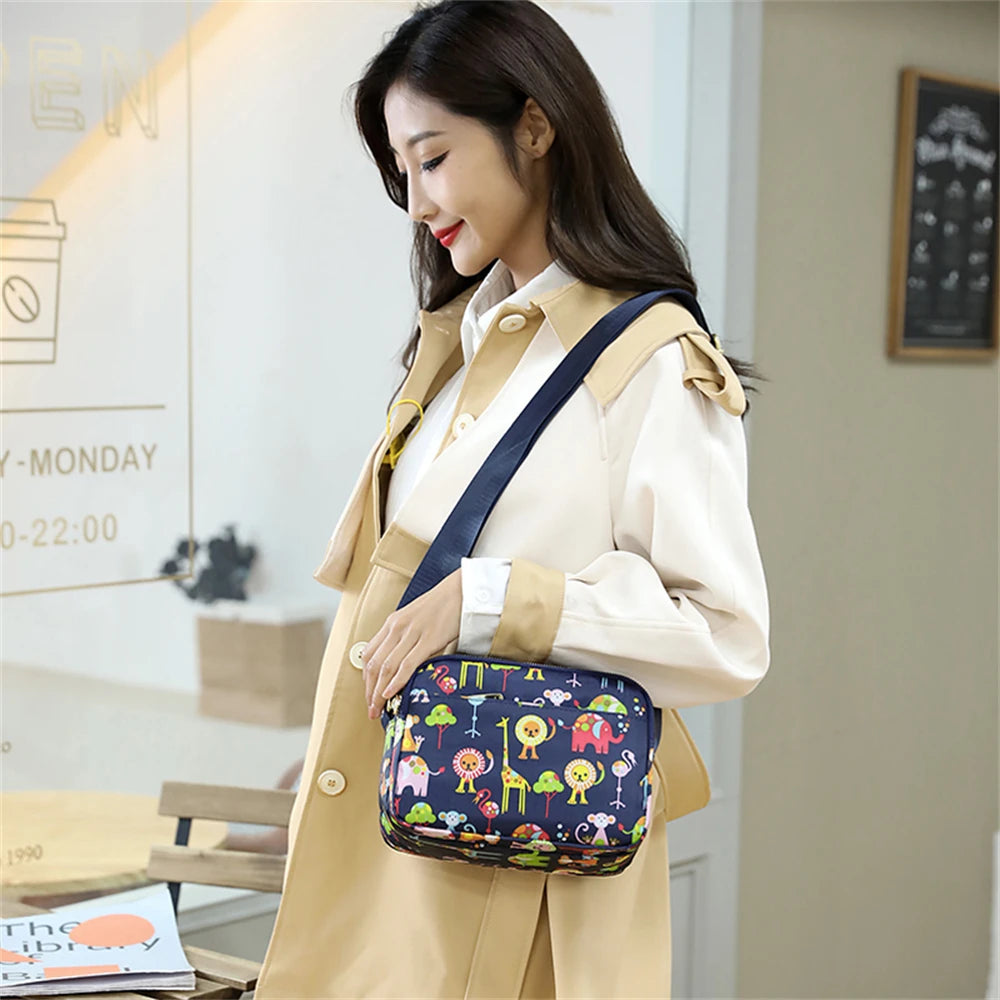 Flower Pattern Small Ladies Shoulder Bag High Nylon Women's Bag