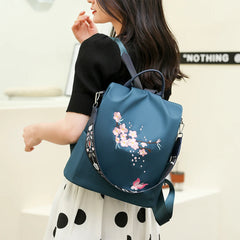 Flower Pattern Women's Anti Theft Backpack High Nylon Ladies Bag