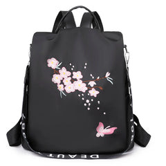 Flower Pattern Women's Anti Theft Backpack High Nylon Ladies Bag