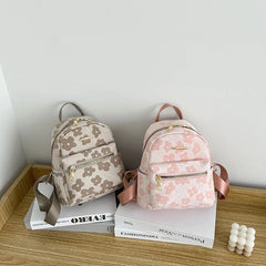 Flower Print Small Backpack for Girls Soft School Bag