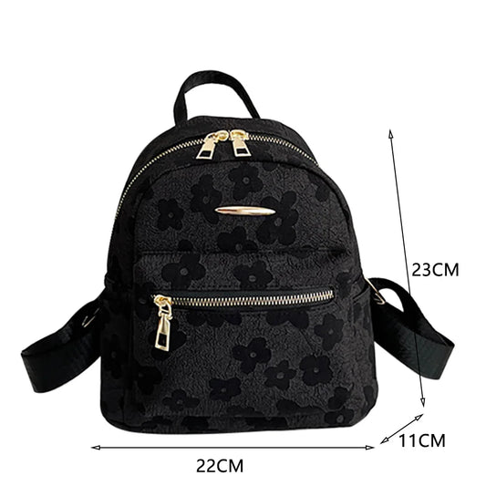 Flower Print Small Backpack Canvas School Bag