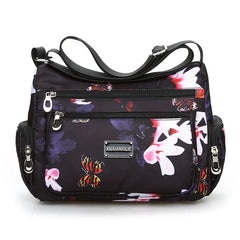 Flower Print Women Shoulder Bag Ladies Nylon Waterproof Messenger Handbags