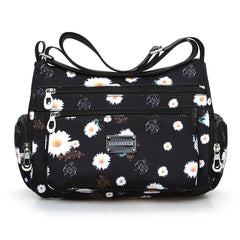 Flower Print Women Shoulder Bag Ladies Nylon Waterproof Messenger Handbags