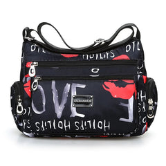 Flower Print Women Shoulder Bag Ladies Nylon Waterproof Messenger Handbags