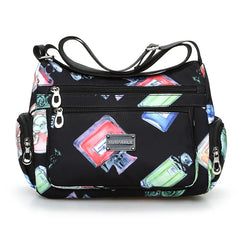 Flower Print Women Shoulder Bag Ladies Nylon Waterproof Messenger Handbags