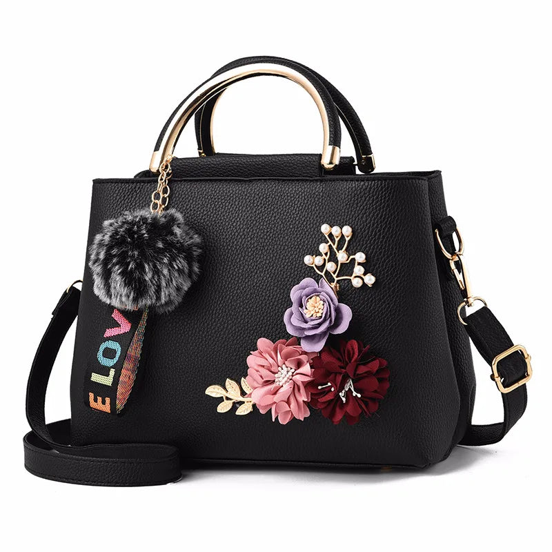 Flowers Crossbody Bag Vintage Small Shoulder Handbag Female Top-Handle