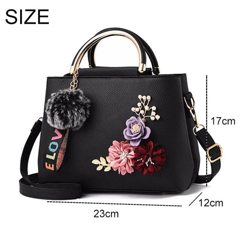 Flowers Crossbody Bag Vintage Small Shoulder Handbag Female Top-Handle