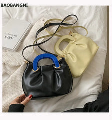 Fold Cloud Women Handbag Small PU Leather Shoulder Bags Short Handle Totes