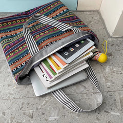 Women Big Size Handbag Casual Flower Printing Canvas Graffiti Shoulder Bag