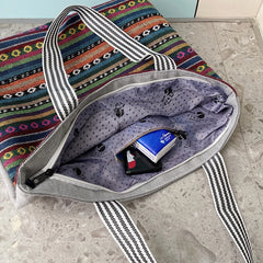 Women Big Size Handbag Casual Flower Printing Canvas Graffiti Shoulder Bag