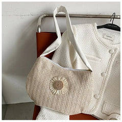 Women Big Size Handbag Tote Casual Flower Printing Canvas Graffiti Shoulder Bag