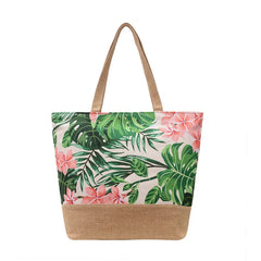Big Size Flower Printing Canvas Shoulder Bag