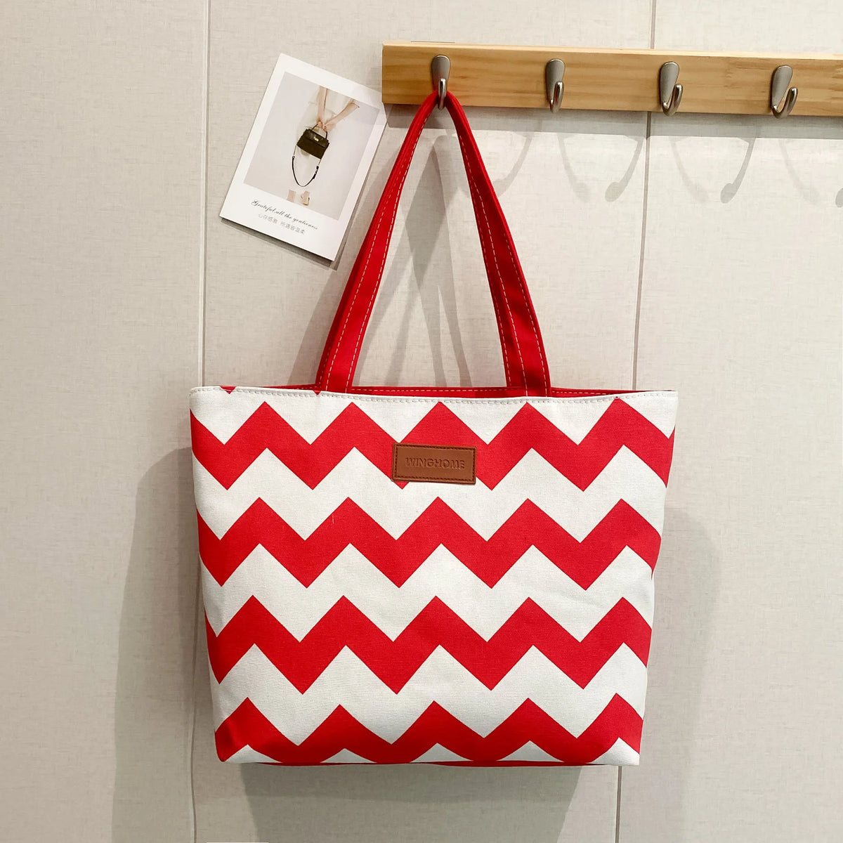 Women's Canvas Tote Handbag Flower Print Shoulder Bag