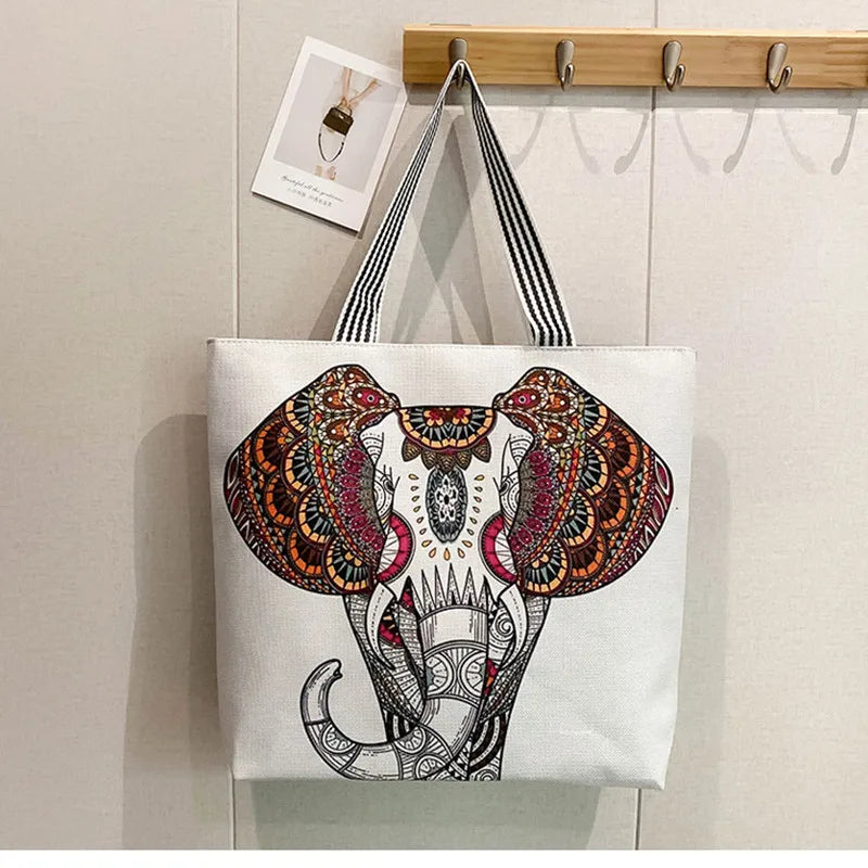 Women Big Size Handbag Tote Canvas Graffiti Shoulder Bag Beach Bolsa Feminina