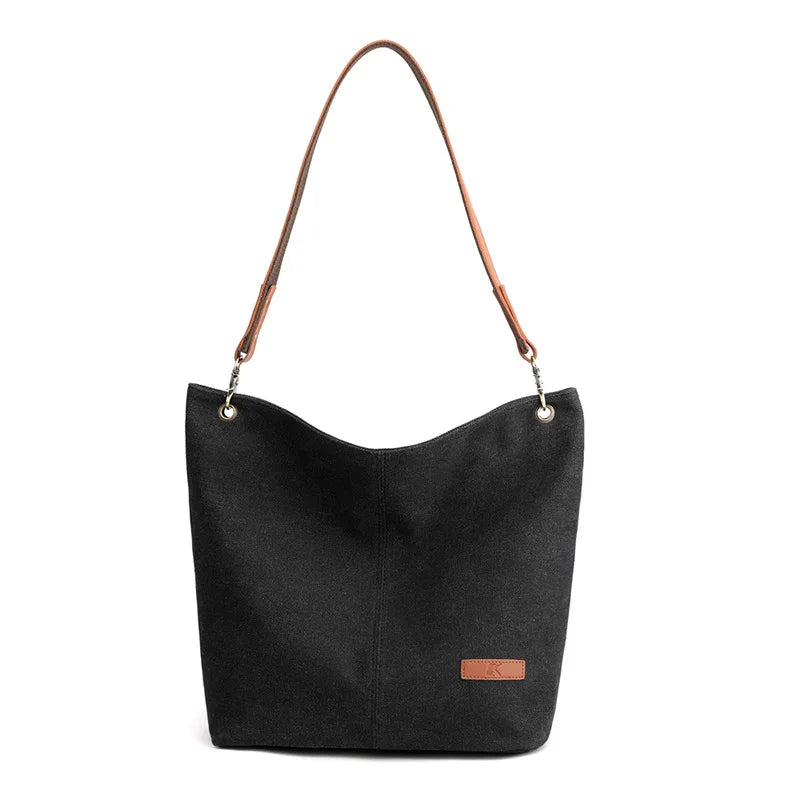 Women Big Size Canvas Handbag Tote Flower Printing Shoulder Bag