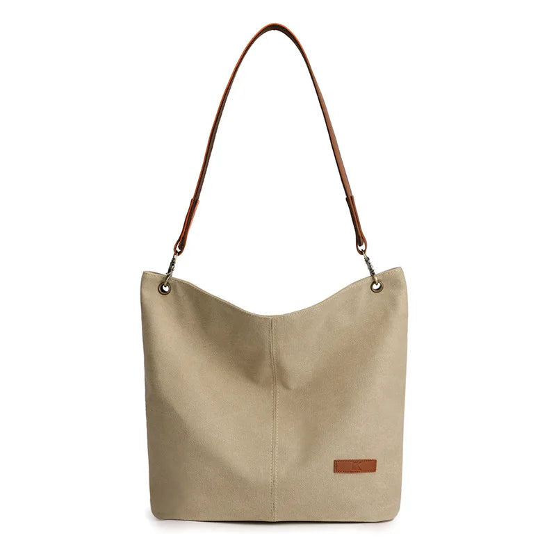 Women Big Size Canvas Handbag Tote Flower Printing Shoulder Bag