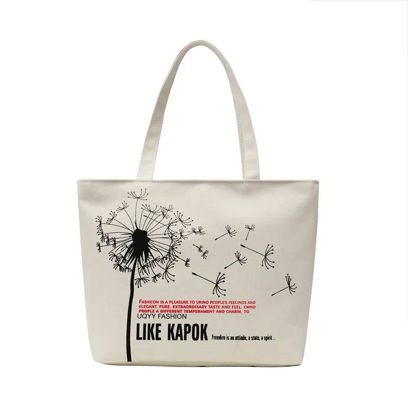 Floral Print Canvas Tote Bag for Women