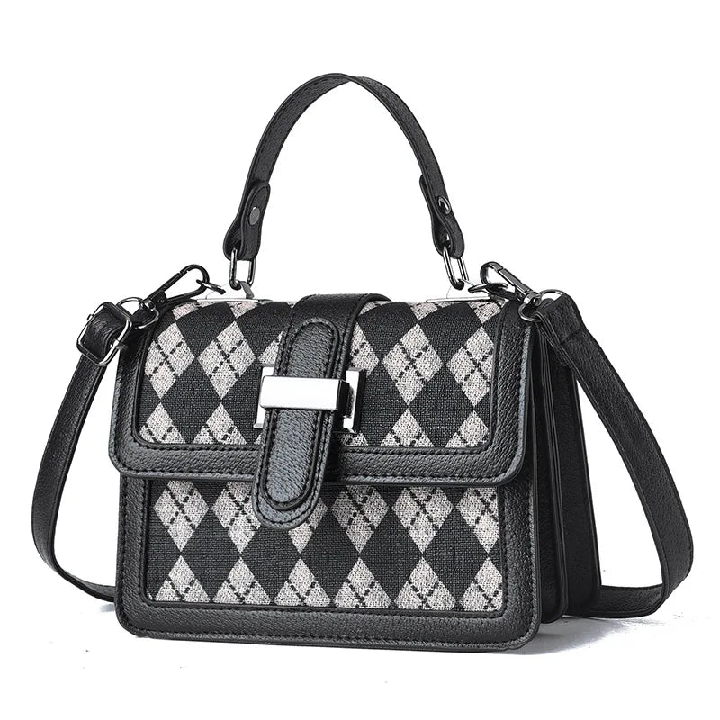 Women'S Plaid Crossbody Handbag Messenger Flap Bag
