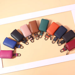 Leather Car Key Holders Men Women Zipper Key Case For Car Gift