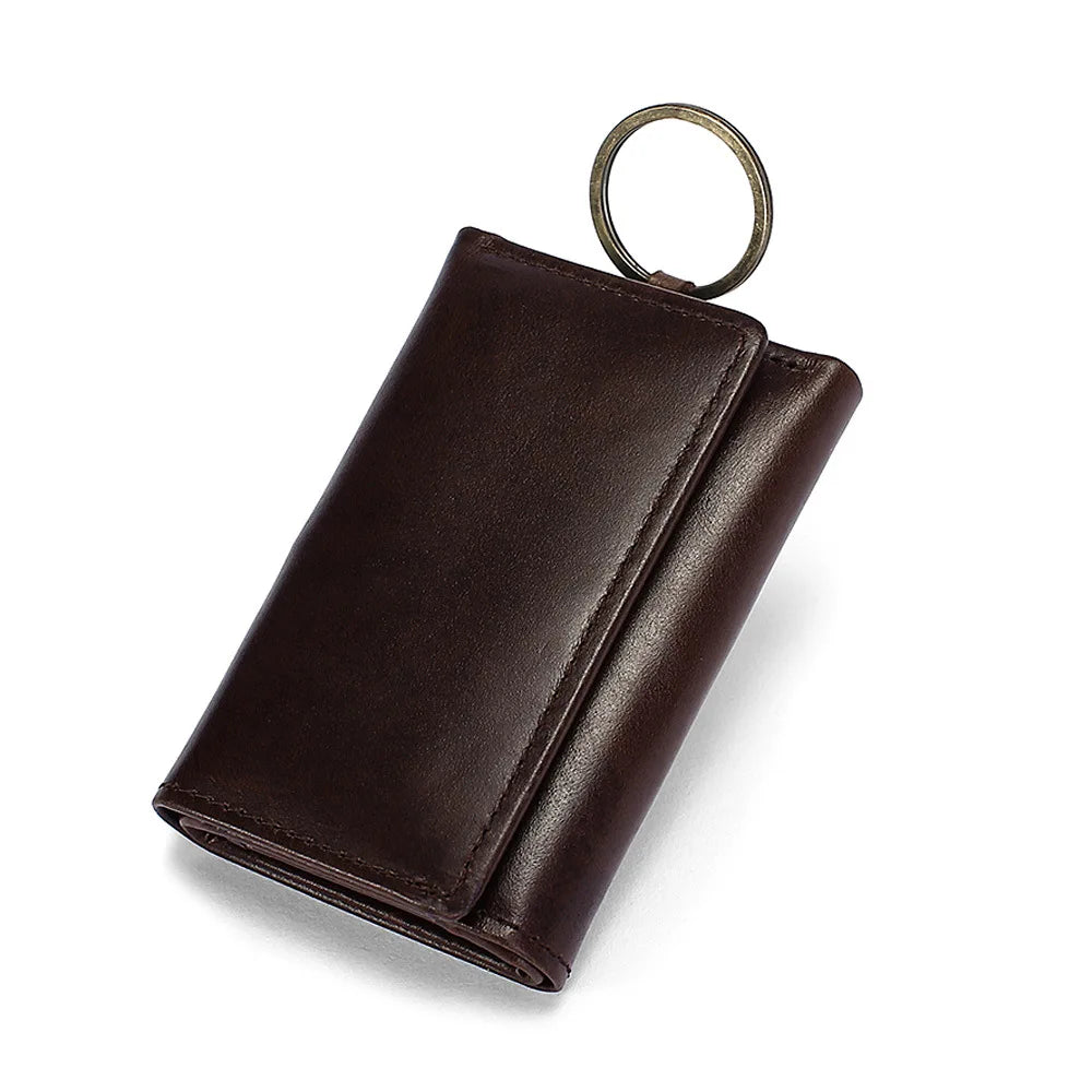 Leather Keychain Men Women Key Holder Organizer Pouch Cow Split Car Key Bag