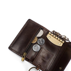 Leather Keychain Men Women Key Holder Organizer Pouch Cow Split Car Key Bag