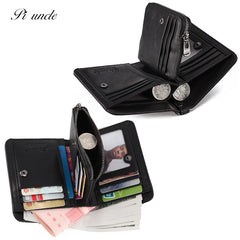Leather Men's Short Wallet With Coins Pocket Money Purse