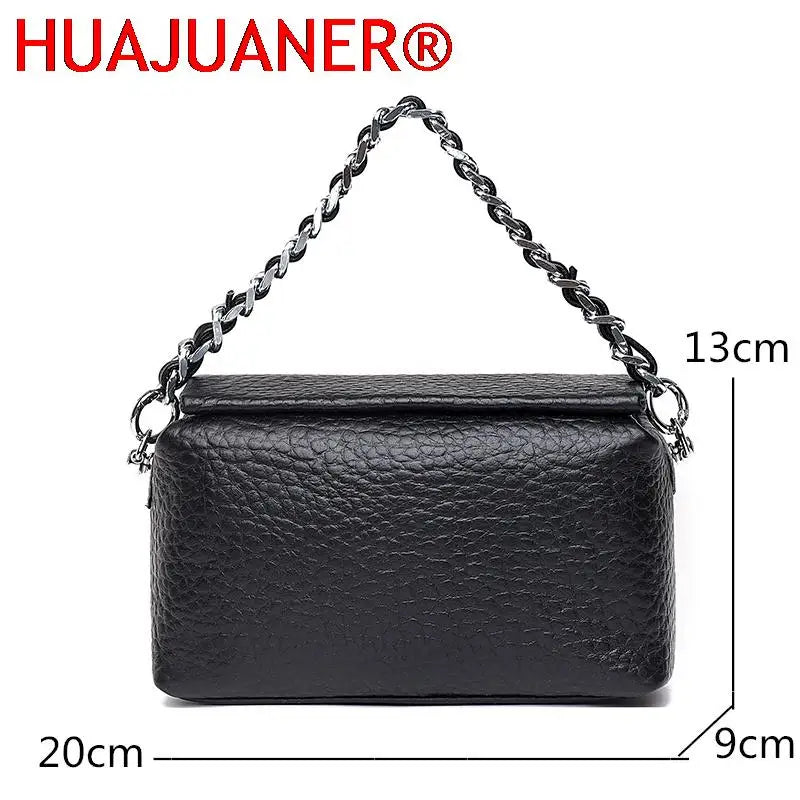 Soft Cow Leather Shoulder Bag Women's Crossbody Bag with Chain
