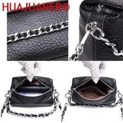 Soft Cow Leather Shoulder Bag Women's Crossbody Bag with Chain
