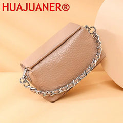 Soft Cow Leather Shoulder Bag Women's Crossbody Bag with Chain