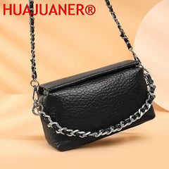 Soft Cow Leather Shoulder Bag Women's Crossbody Bag with Chain