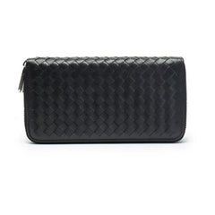 Leather Weave Clutch Long Wallet Multifunctional Money Bag