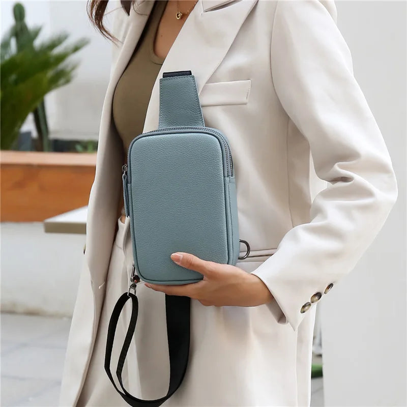 Leather Women Chest Pack High Capacity Shoulder Bag Female Purse Bag