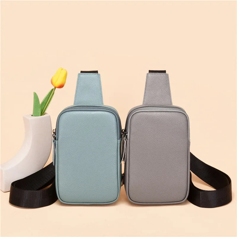 Leather Women Chest Pack High Capacity Shoulder Bag Female Purse Bag