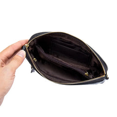 Leather Women Clutches Bags Zipper Handbag Cowhide Casual Phone Pouch Wrist Bag
